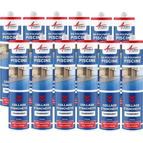 Mastic piscine, colle et étanchéité, pvc, carrelage - 290 ml x 12 Transparent - ARCANE INDUSTRIES