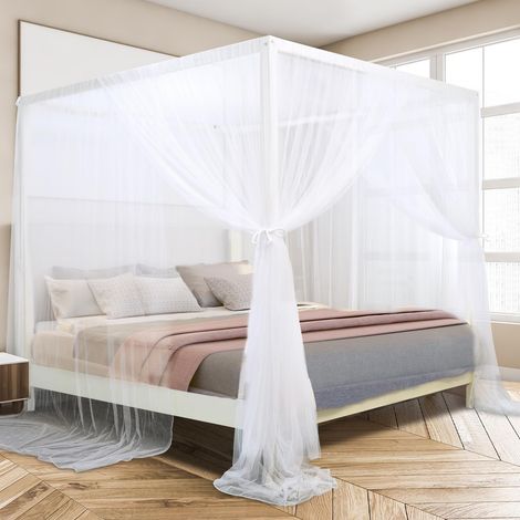 Rideaux de lit à baldaquin à 4 d'angle pour Adultes, Moustiquaire pour lit, Rideaux de lit Luxueux pour décoration de Chambre (1/5)