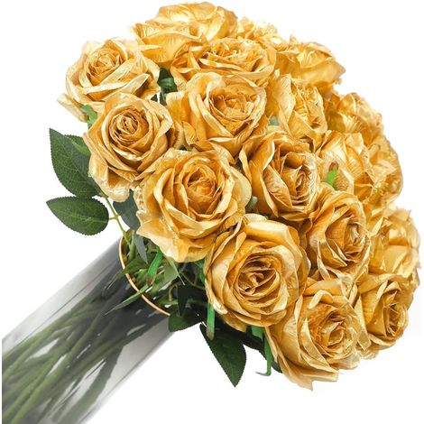 Rose Artificielle - Tige Unique en Soie avec Tige en Fil d'Acier - Hauteur 50 cm - Décoration Intérieure pour Mariage Bureau Maison - Lot de 10 (1/5)