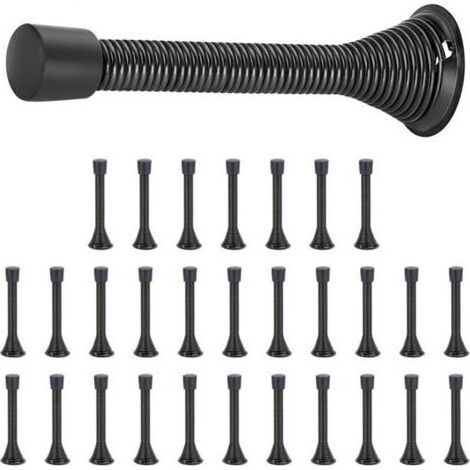 Butées de porte, lot de 30, Noir, à ressort, avec butée en caoutchouc, pour le bas de la porte (1/5)