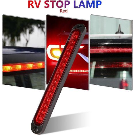 10-Zoll-Lichtleiste für LKW und Wohnwagenanhänger mit 15 LEDs, dritte Bremsleuchte, rote Edition 0617