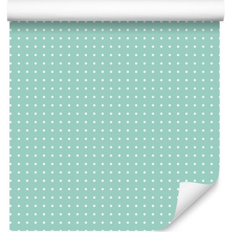 Papier peint à pois menthe pour salon et chambre 50x1000 cm (1/5)