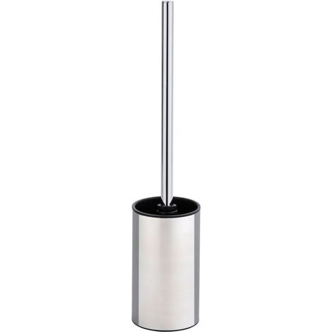 Porte brosse WC inox satiné – Support brosse en acier inoxydable – Tête interchangeable Ø 8 cm – Design élégant et durable