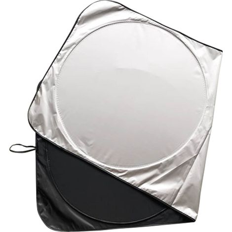 Pare-soleil de pare-brise de voiture argenté, double rond, pour pare-soleil avant de voiture, offrant une protection UV et une isolation thermique. (1/5)