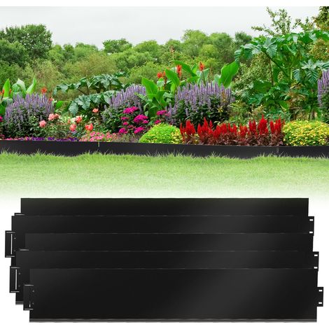 Jiubiaz Rasenkante Metall 100 x 15 cm 45m Beeteinfassung Mähkante Verzinkt Wegbegrenzung Beetumrandung Palisade Schwarz
