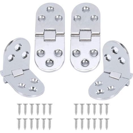 4Pcs Charnières Pliantes en Alliage de Zinc, 180 Degrés pour Table et Cabinet, Invisible avec Vis - Argent (1/4)