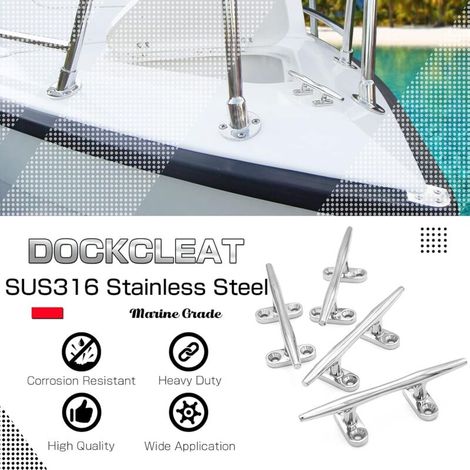2 Pièces Corde Lourde Taquet Bateau Marin Base Ouverte Taquet d'amarrage Acier Inoxydable Kayak Taquet pour Bateaux de Quai SUS316