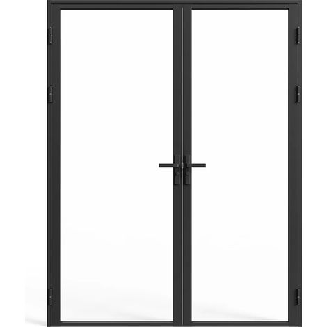 Blocco porta reversibile a due battenti H204 cm x L146 cm in Alluminio e Vetro temperato - LOXTON (1/5)