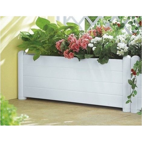 STEFANPLAST Bac a fleurs rectangulaire - Finition en bois - 100x43xH35cm - 80L - Blanc