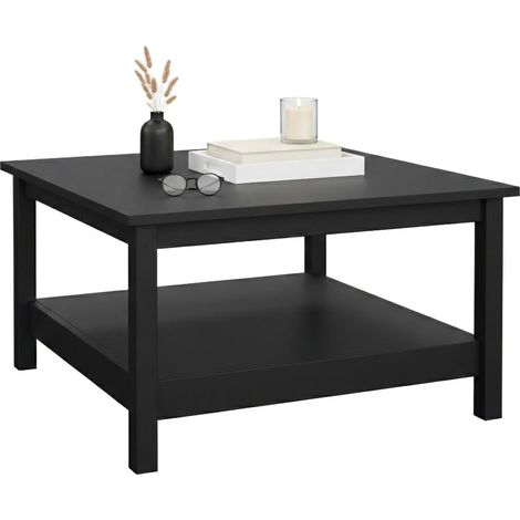 Dmora - Wohnzimmertisch Casato, Niedriger Wohnzimmertisch, Kaffeeregal, Couchtisch für Sofa, 81x81 h45 cm, Schwarz