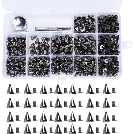 Kit de 200 rivets à tête fraisée style punk, en alliage de zinc, pour la fabrication de bijoux en cuir. (1/5)