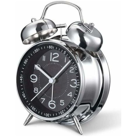Réveil fort pour adultes dormeurs lourds, quartz silencieux de 10,2 cm avec rétroéclairage, double cloche (gris) (1/4)