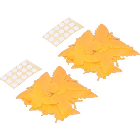 Lot 2 de stickers papillons 3D phosphorescents autocollants muraux pour chambre, décoration murale lumineuse dans le noir, lot de 12 papillons orange (YG005) (1/5)