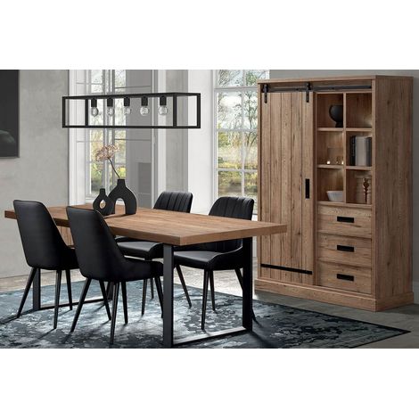 CEDRA - Ensemble Industriel Argentier + Table 170cm Piètement U (1/5)