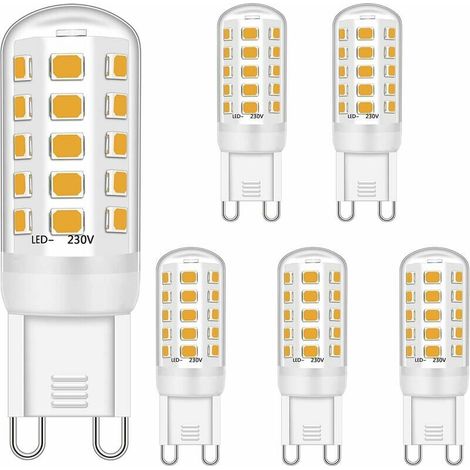 VURAHOME - Ampoule LED G9 5 W équivalent à 28 W 33 W 40 W ampoules halogènes, blanc chaud 2700 K, lampe à douille G9 LED, sans scintillement, non dimmable, 420 lm, AC 220-240 V, lot de 6 [Classe énerg (1/5)