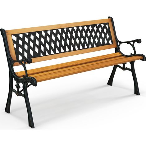 COSTWAY Outdoor Garden Bench Loveseat 2 Seater Park Chair Wood Slats Seat Weather Proof (1/5)