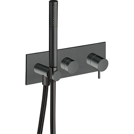 Façade externe triverde douche murale 2sorties chrome noir brosse - CRISTINA ONDYNA TV60275
