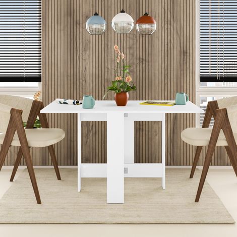 Decortie Artemio Table pliante en bois d'ingénierie de forme rectangulaire 130(L)x76(P)x73.4(H)cm Cuisine Salle à manger, Blanc (1/5)