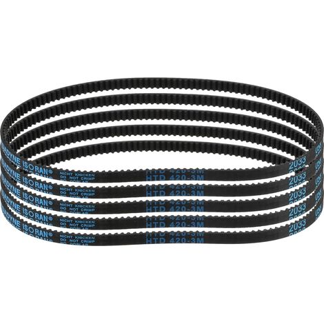 5pcs HTD-3M Rubber Timing Belt 140 Teeth, 420mm Pitch Length x 6mm Width x 2.4mm Height, Closed Loop Pulley Belt (1/5)