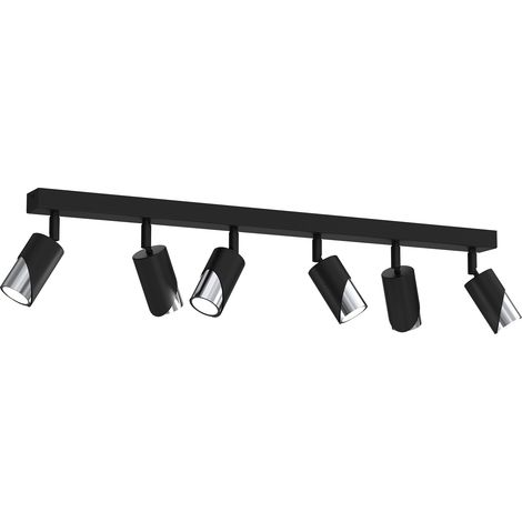 Plafonnier barre 6 spots orient. noir/chrome GU10 Shift