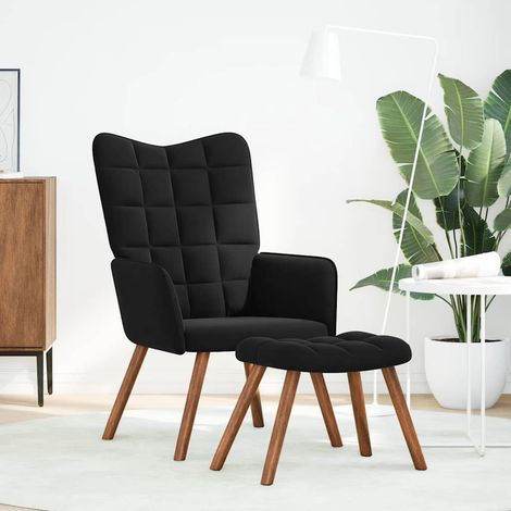 Maison Exclusive - Relaxsessel mit Hocker Schwarzer Samt