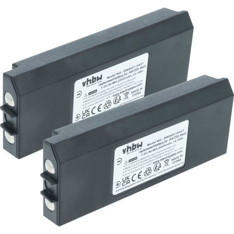 vhbw 2x Akku Ersatz für Hiab 9836713, 2055112, 9836721, 983.6713, 804572, 983.6721 für Funkgerät, Walkie Talkie (2000 mAh, 7,2 V, NiMH)