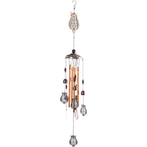 Carillon éolien hibou oiseau carillons éoliens pendentif extérieur suspendu cloche à vent en métal pour patio fenêtre arrière-cour (1/4)