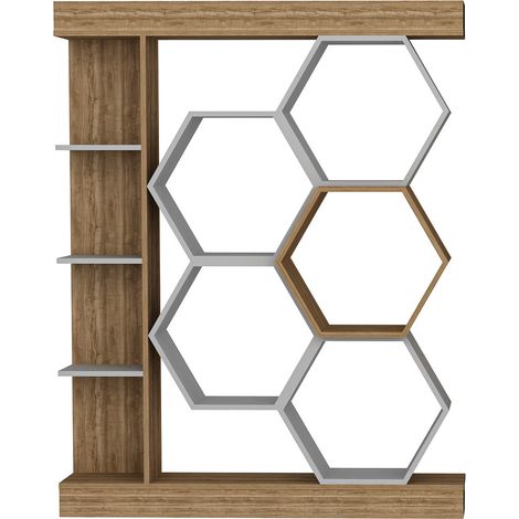 Étagère à livres Bibliothèque bois noyer et blanc Sulano 140cm (1/5)