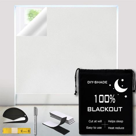 Rideaux occultants avec velcro, découpables, sans perforation, adaptés au salon et à la chambre, 1,45 x 2 m, blancs. (1/5)