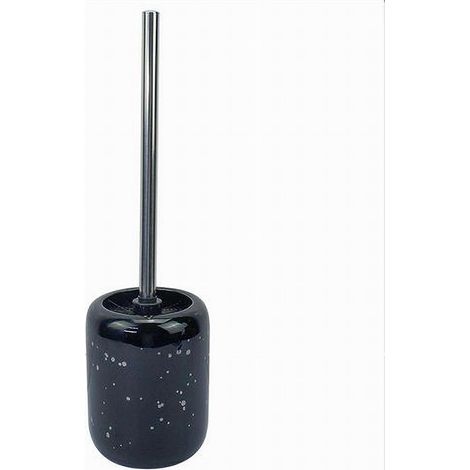 TRADE SHOP - Porta Scopino Con Scopettino Per Wc Nero Macchiato Argento Accessori Bagno 59933 - (1/2)