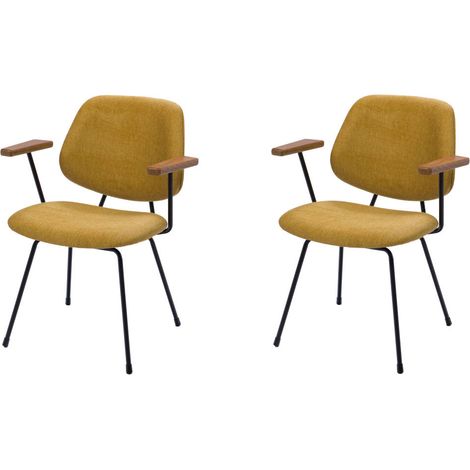 Amadeus - Chaise de salle à manger en tissu jaune et bois Arnold (lot de 2) (1/3)