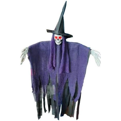 Décoration de fantôme suspendu Halloween, suspendu squelette Skeleton Scary accessoires Les yeux peuvent briller Haunte House Skull Pendentif Flying Ghost Senue accessoires pour la maison, la cour, la (1/5)