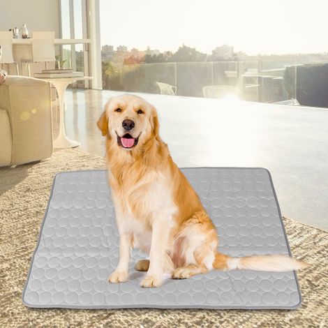 Tapis d'été respirant en coton pour animaux de compagnie (chien/chat), matelas rafraîchissant, gris (62 x 50 cm) (1/5)