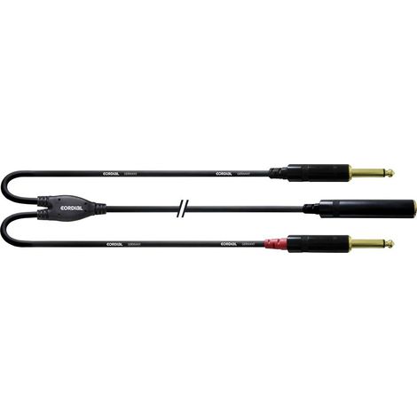 Adaptateur Y audio [1x Jack femelle 6.35 mm - 2x Jack mâle 6.35 mm] Cordial CFY 0,3 KPP noir 30.00 cm (1/2)