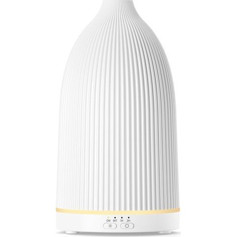 Diffuseur Huiles Essentielles 100ml, Diffuseur Parfum Électrique 8 LED, Humidificateur d’Air Chambre Ultrasonique sans BPA, pour la Maison et Le Bureau, Blanc (1/5)
