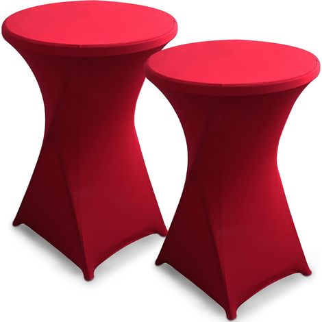 2 pièces Housse de Table Ronde Extensible, Ø 80-85 cm Housse Mange Debout pour Mariage Hôtel Restaurant Table de Brasserie Haute de Bistrot Jardin Restaurent Bar, Rouge (1/5)