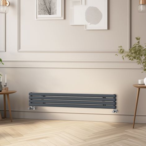 NRG Horizontal Oval Column Radiator Double Panel Rads Anthracite 1600x236 mm (1/5)
