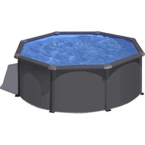 PISCINA GRE REDONDA KEA KIT300GY DESMONTABLE IMITACION ANTRACITA GRE