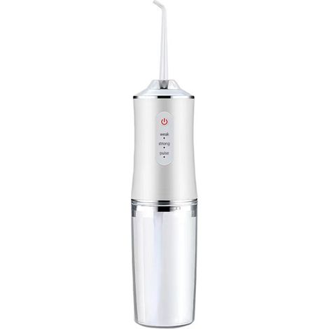 Nettoyeur dentaire sans fil, hydropulseur oral 300ML rechargeable portable, 4 modes 5 embouts jet, étanche IPX7, USB, cure-dent électrique pour hygiène bucco-dentaire maison voyage - Blanc (1/4)