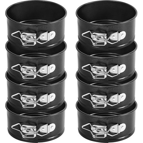 Moule À Gâteau À Cercle Amovible - 4 Pouces - Fond Détachable - Antiadhésif - Étanche - Pour Cheesecake Mini Et Quiche - Lot De 8 (1/5)