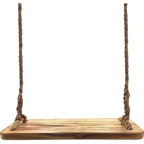 Balançoire en Bois 60x20x2.8cm avec Corde 3M, Capacité Max 160KG- Balançoire Arbre Enfant Adulte Jardin, Extérieur, Plage (Paulownia Rond 1) (1/5)