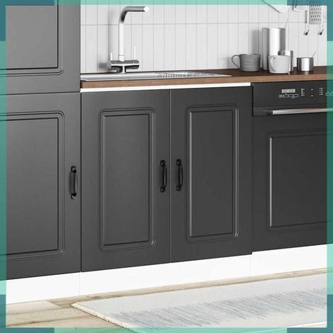 853448 Meuble bas pour évier Kalmar noir 80x46x81,5 cm bois ingénierie (1/5)