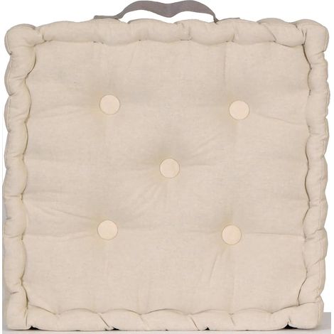 Coussin de Sol 40x40cm avec Anse contrastée, Carré, Beige