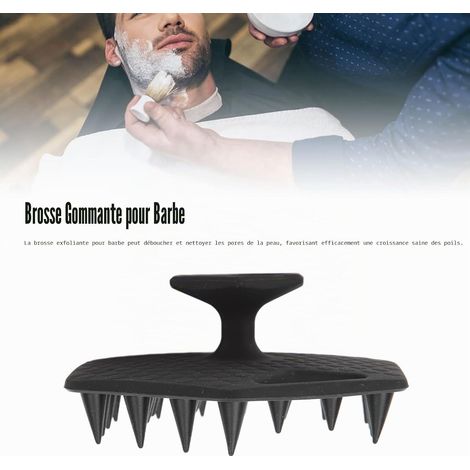 Noir Brosse à Barbe pour Homme, Brosse Exfoliante pour le Visage, Nettoyage en Profondeur, Brosse à Barbe en Silicone Doux avec Ventouse, Accessoire de Salle de Bain (1/5)