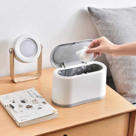 Sollbry Mini-Mülleimer, mobil, kleiner Mülleimer, Theken-Mülleimer, Mülleimer (weiß) (1/5)