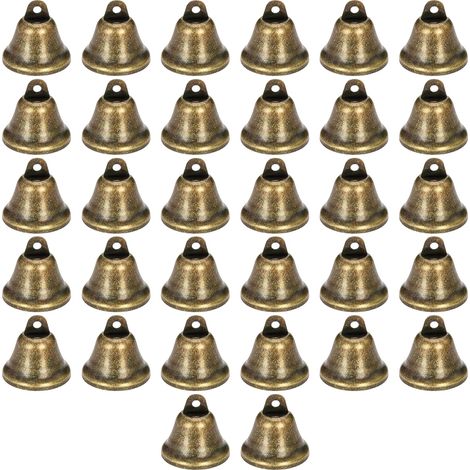 Clochette - Bronze Vintage - 37 x 38 mm - Pour Décoration Maison Noël Mariage - 32 Pièces avec Corde en Chanvre 10 m (1/5)