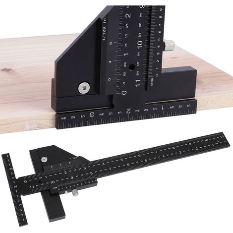 GROOFOO Woodworking T-Ruler Aluminum Alloy Woodworking Scribing Ruler (1/5)