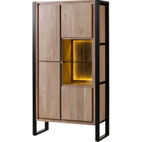 Schrank Akazie / Altholz natur lackiert 95x40x180 cm montiert DENVER 106 (1/4)