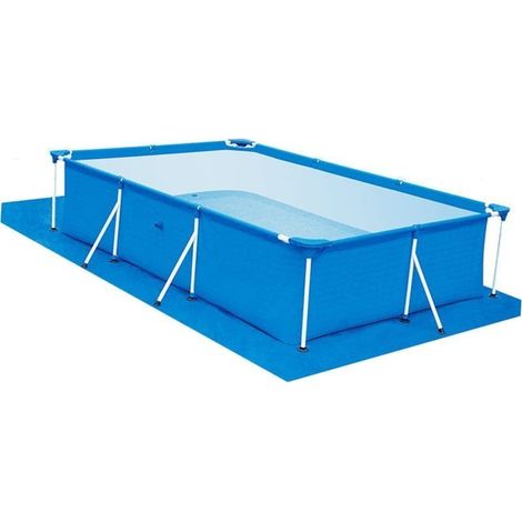 Bâche de protection pour piscine gonflable en polyéthylène (206 × 295 cm) – Tapis antidérapant bleu, étanche et facile à installer/ranger, idéal contre la pluie et les débris (1/2)
