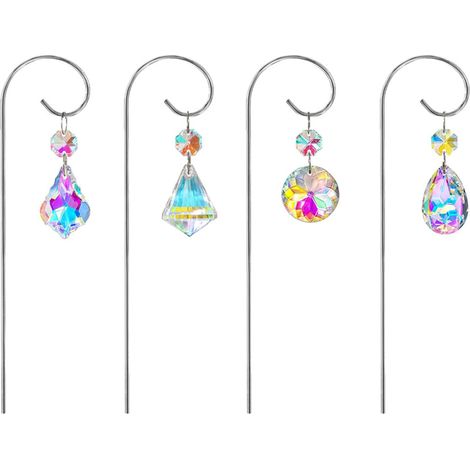 Attrape-soleil en verre et cristal artisanaux, 4 pièces,-Argent